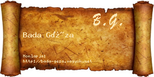 Bada Géza névjegykártya