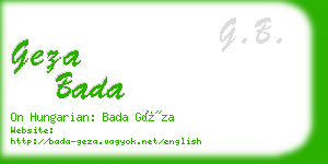 geza bada business card